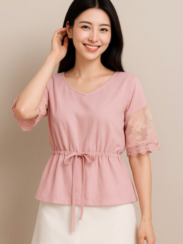 Áo hồng tay ren Gái gốc 499k Sale còn 299k Áo hồng tay ren Gái gốc 499k Sale còn 299k
