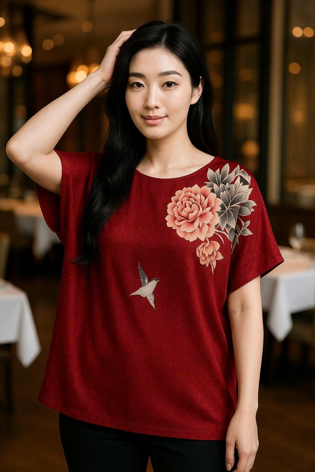 Áo lụa in 1 bên giá gốc 550k Sale còn 299k Áo lụa in 1 bên giá gốc 550k Sale còn 299k