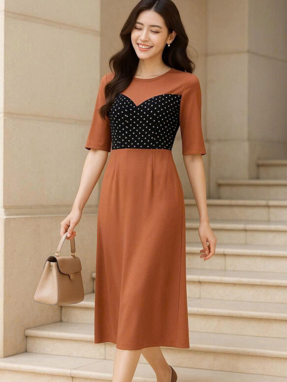 Đầm nâu cột ngực giá 750k sale còn 399k Đầm nâu cột ngực giá 750k sale còn 399k