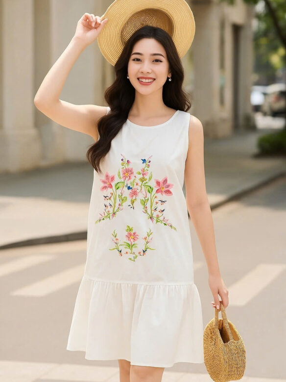 Đầm sn thêu hoa giá 799k Sale còn 399k