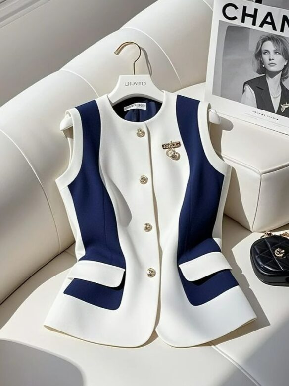 Dạ Áo Gile Vest Sophia Phối Navy giá 599k ạ Dạ Áo Gile Vest Sophia Phối Navy giá 599k ạ